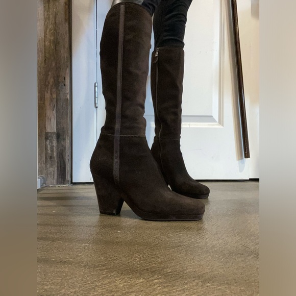 PRADA gently used knee high chocolate brown western boots size EU 37 US 6.5 - Picture 5 of 15